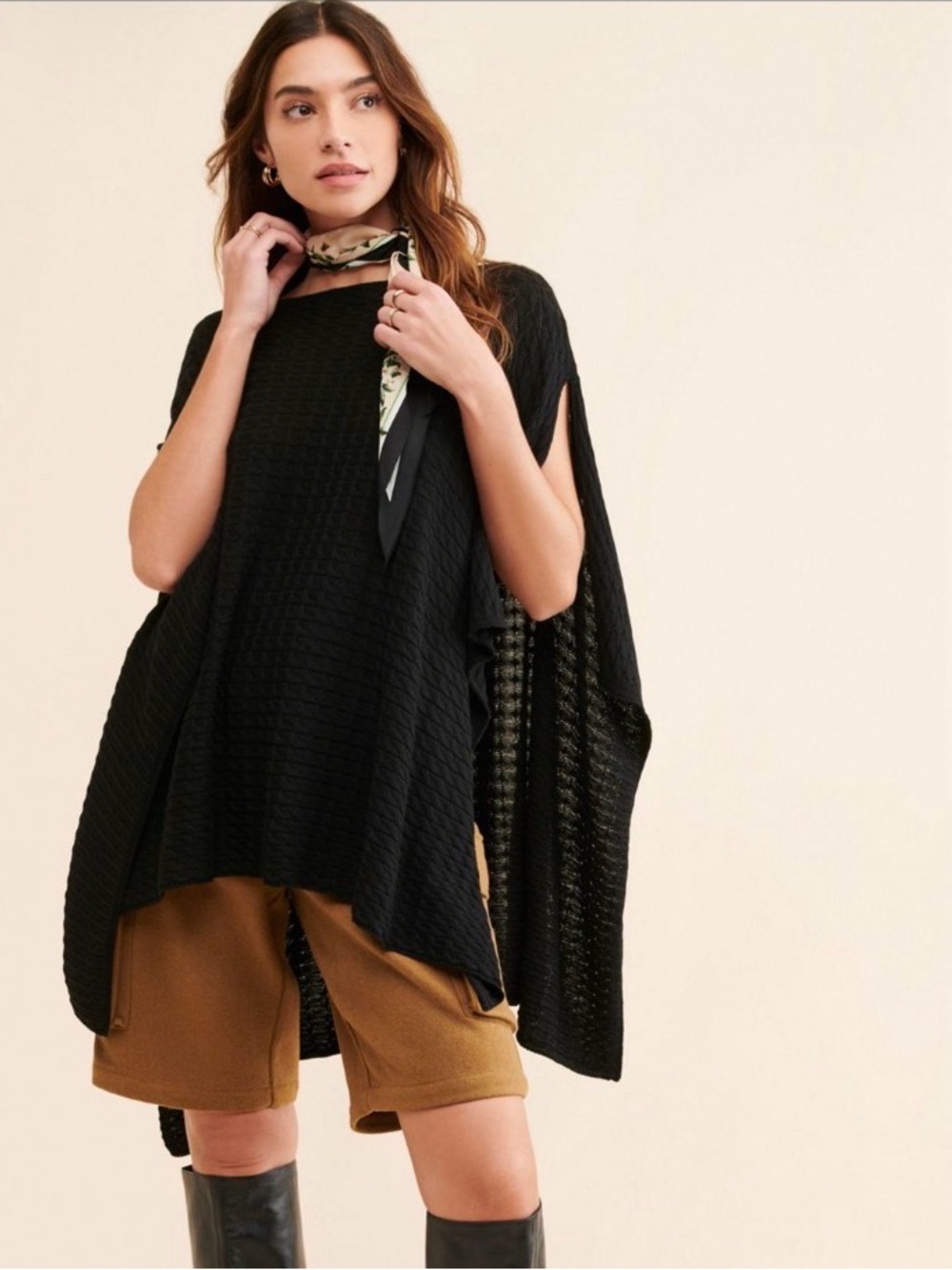 ONA x Anthropologie Lightweight Knit Poncho Sweater